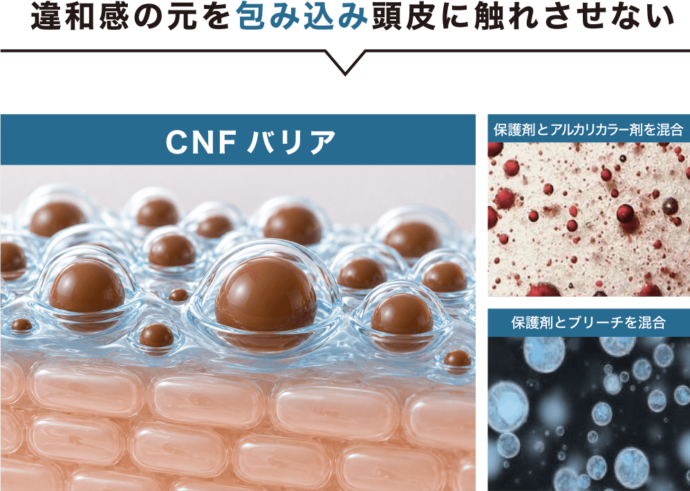 CNFバリア：頭皮への浸透を防ぐ図